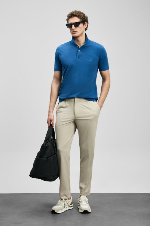 Vernon Smart Men's Polo T-Shirt Light Navy Blue - LUFIAN