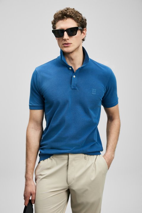 Vernon Smart Men's Polo T-Shirt Light Navy Blue - LUFIAN