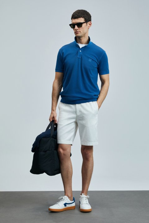Vernon Smart Men's Polo T-Shirt Light Navy Blue - LUFIAN