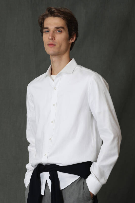 Vıana Men Basic Shirt Comfort Slım Fıt Whıte - 1