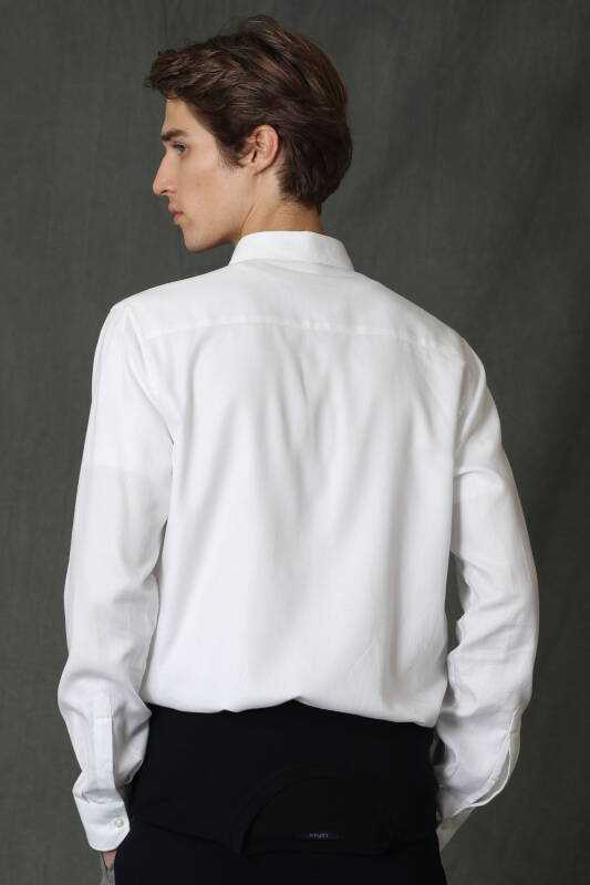 Vıana Men Basic Shirt Comfort Slım Fıt Whıte - 6