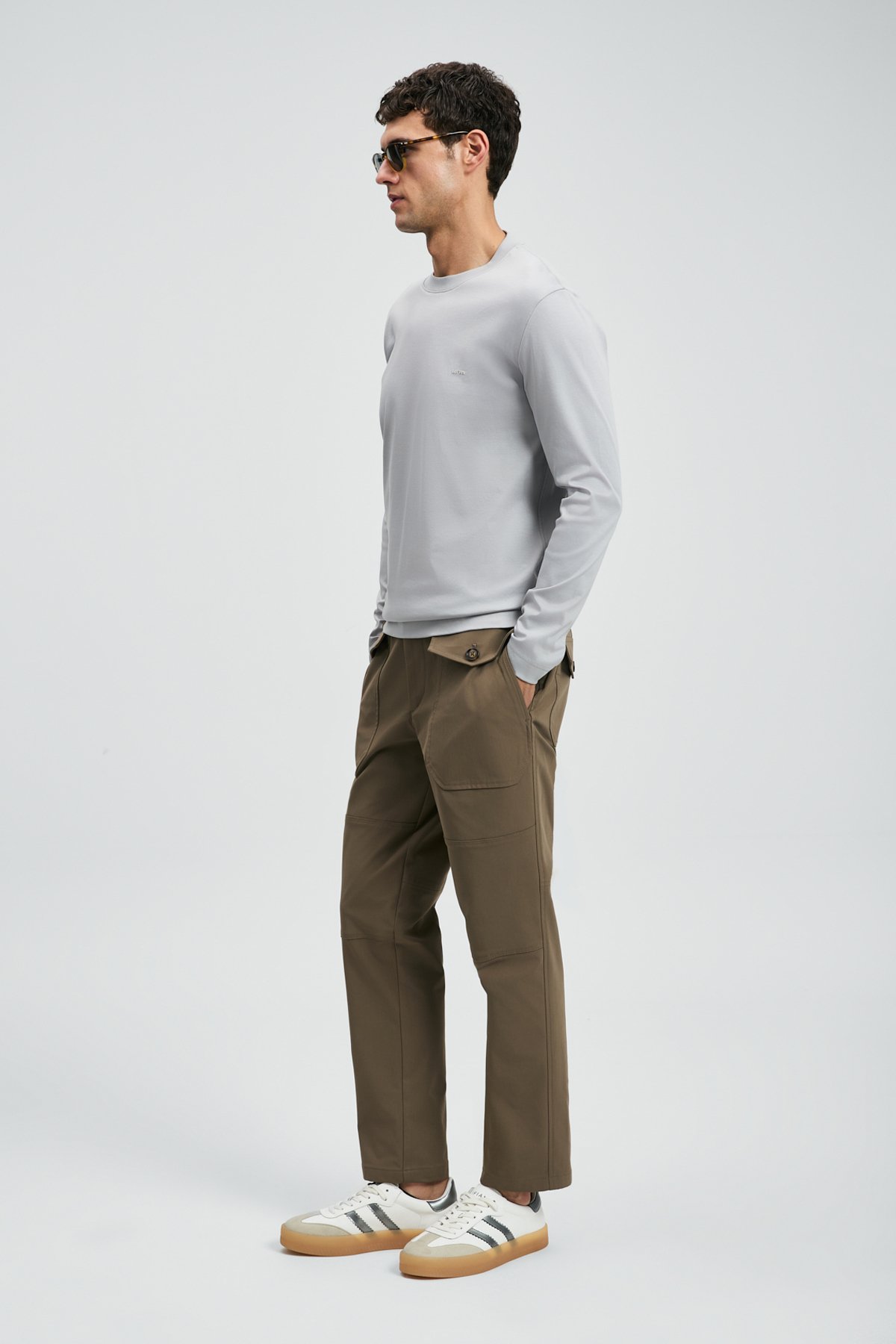 Vıctor Men's Long Sleeve T-Shirt Gray - LUFIAN