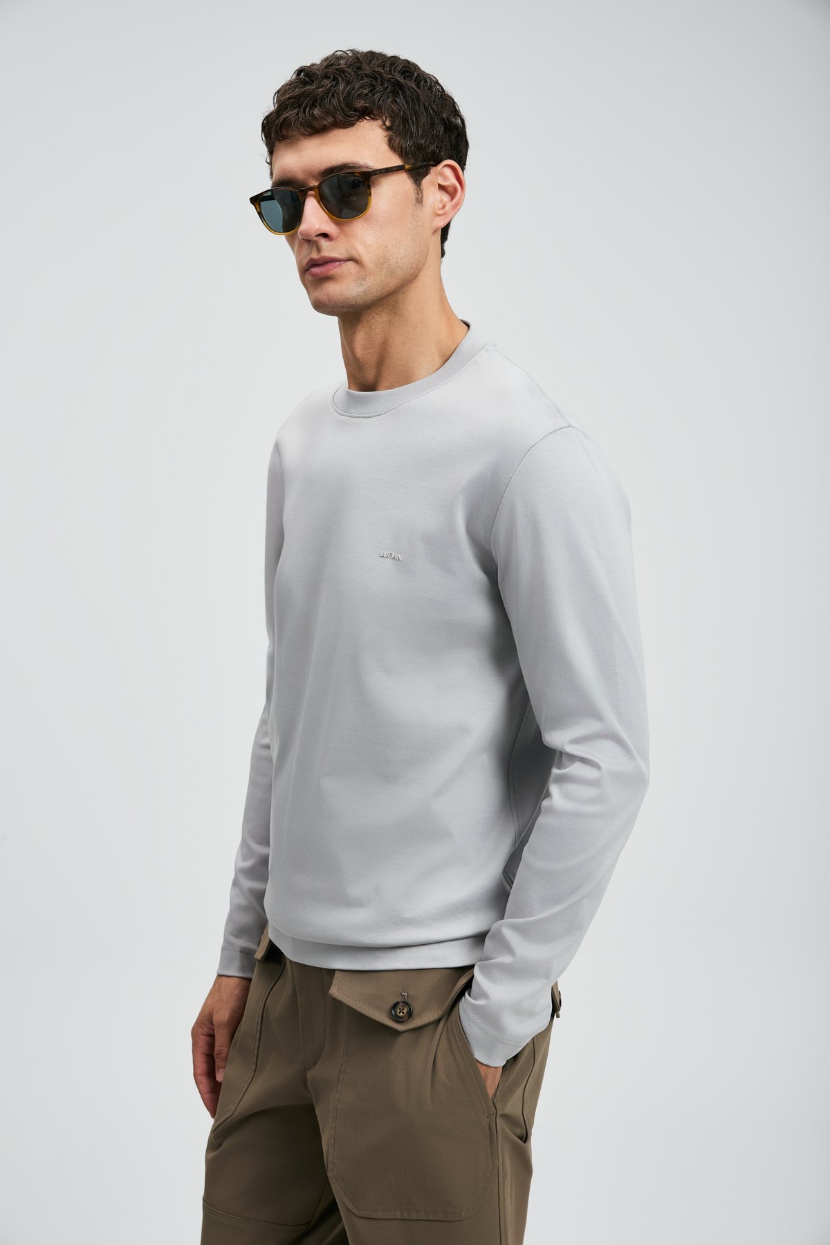 Vıctor Men's Long Sleeve T-Shirt Gray - LUFIAN