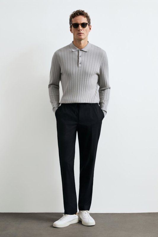 Smart Mens Chino Pants Slım Fıt Black