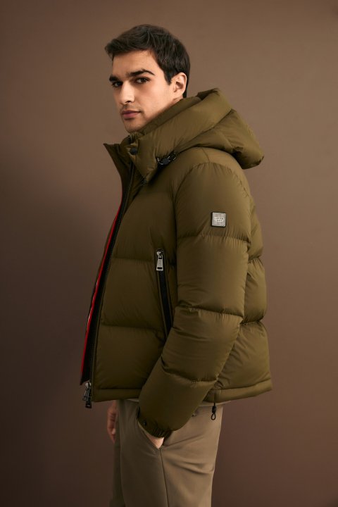 Vorn Men's Goose Down Puffer Jacket with Detachable Hood Khaki - LUFIAN