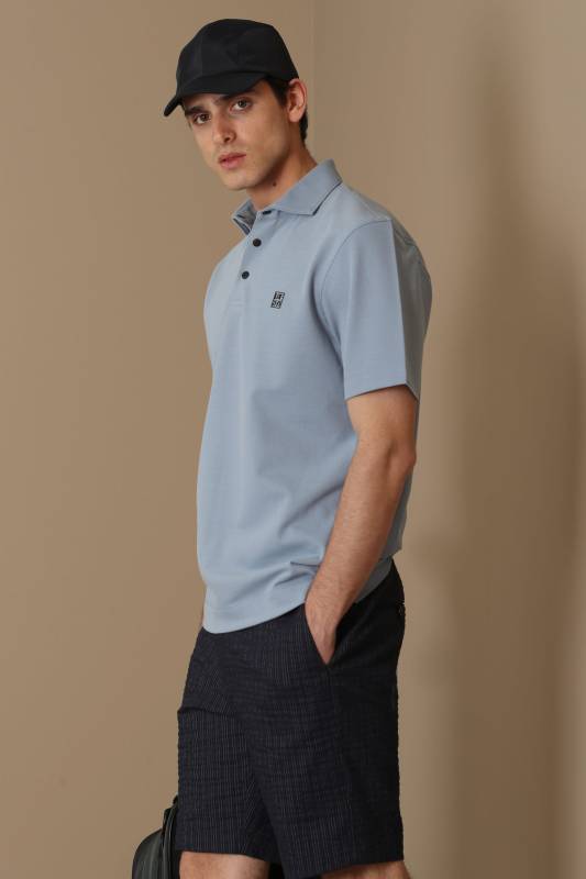 Wang Smart Mens Polo T - Shirt Blue - 3