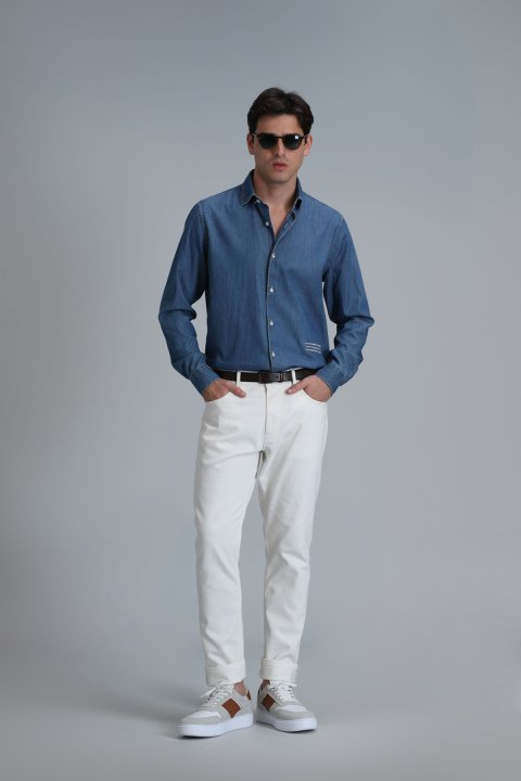 Warter Men Basic Shirt Regular Fıt Blue - Lufian (1)