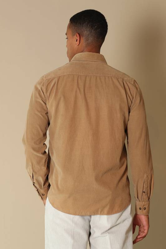 Watt Mens Velvet Sports Shirt Comfort Slım Fıt Camel - 6