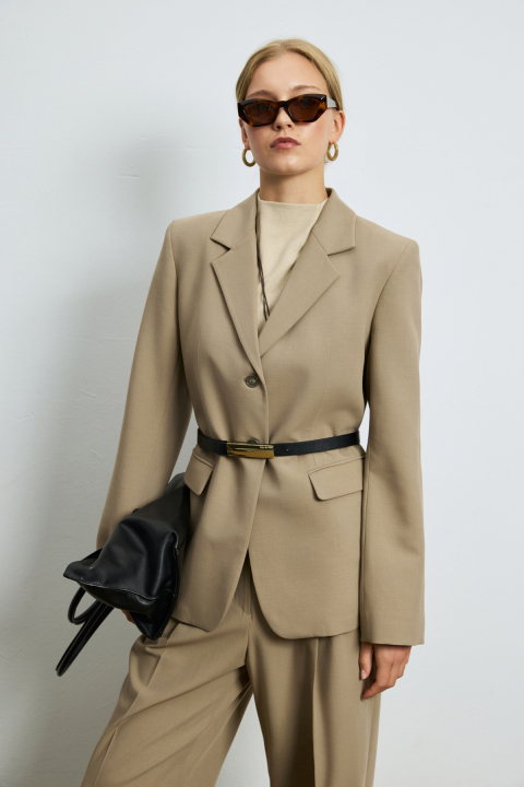 Women's Jacket Regular Fıt Beıge - LUFIAN