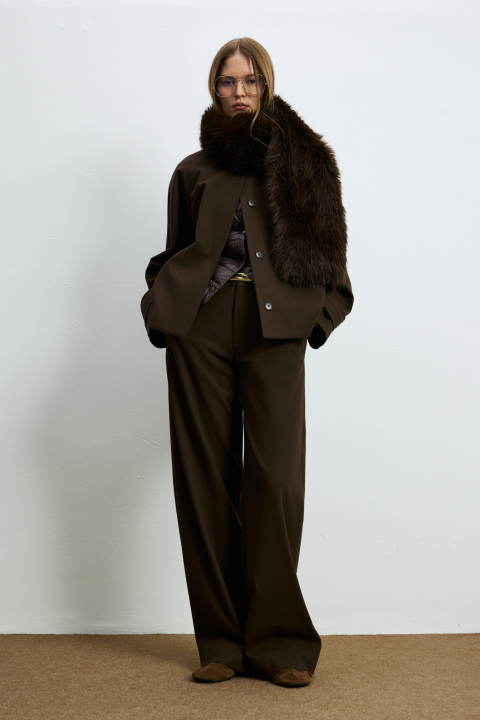 Women's Jacket Comfort Fit Dark Brown - LUFIAN