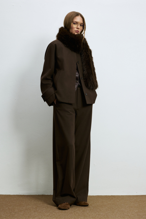 Women's Jacket Comfort Fit Dark Brown - LUFIAN