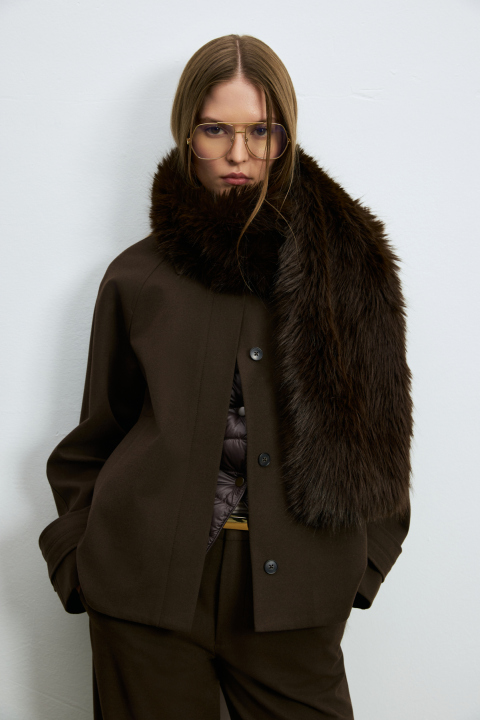 Women's Jacket Comfort Fit Dark Brown - LUFIAN