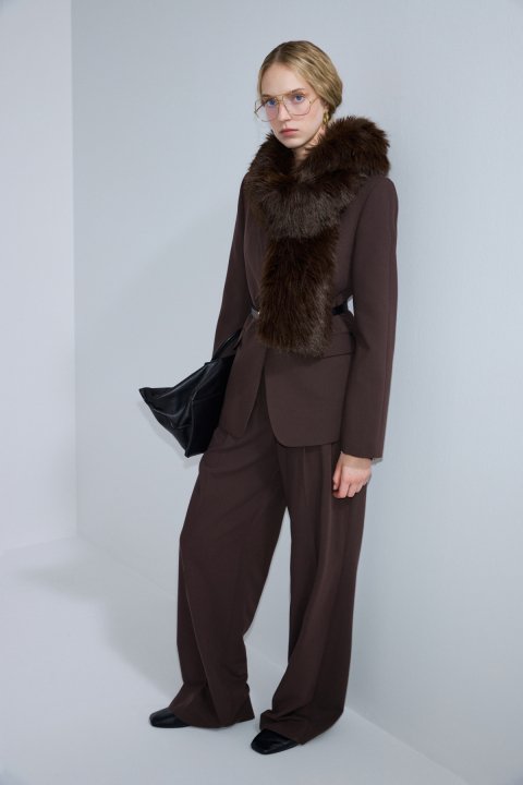 Women's Jacket Regular Fıt Dark Brown - LUFIAN