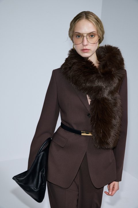 Women's Jacket Regular Fıt Dark Brown - LUFIAN