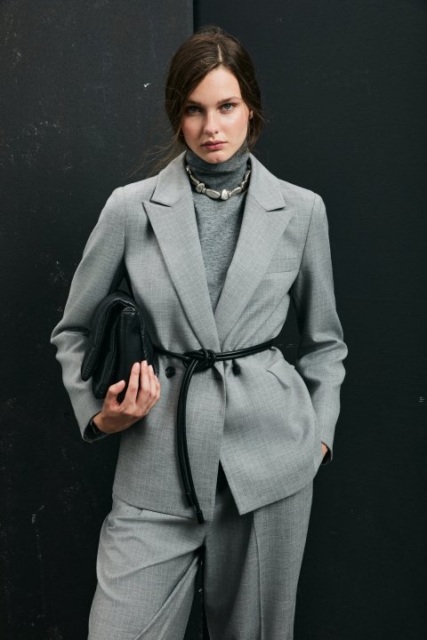 Women's Jacket Regular Fıt Grey - LUFIAN