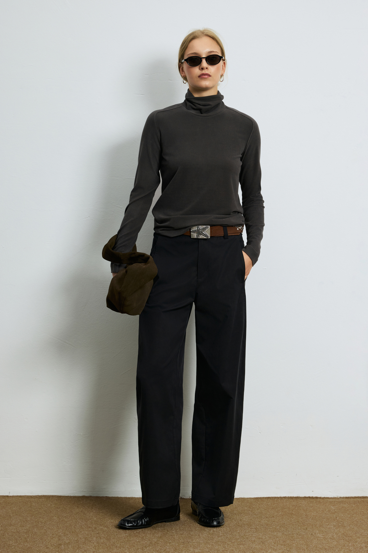 Women's T- Shırt Dark Brown - LUFIAN