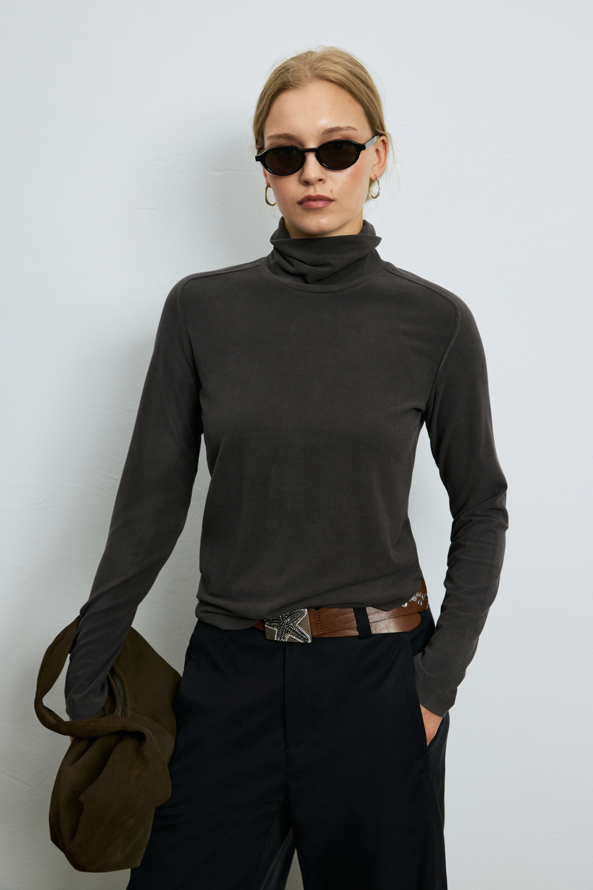 Women's T- Shırt Dark Brown - LUFIAN