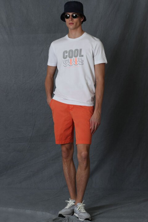 Zegler Sports Men's Chino Shorts Slim Fit Orange - LUFIAN