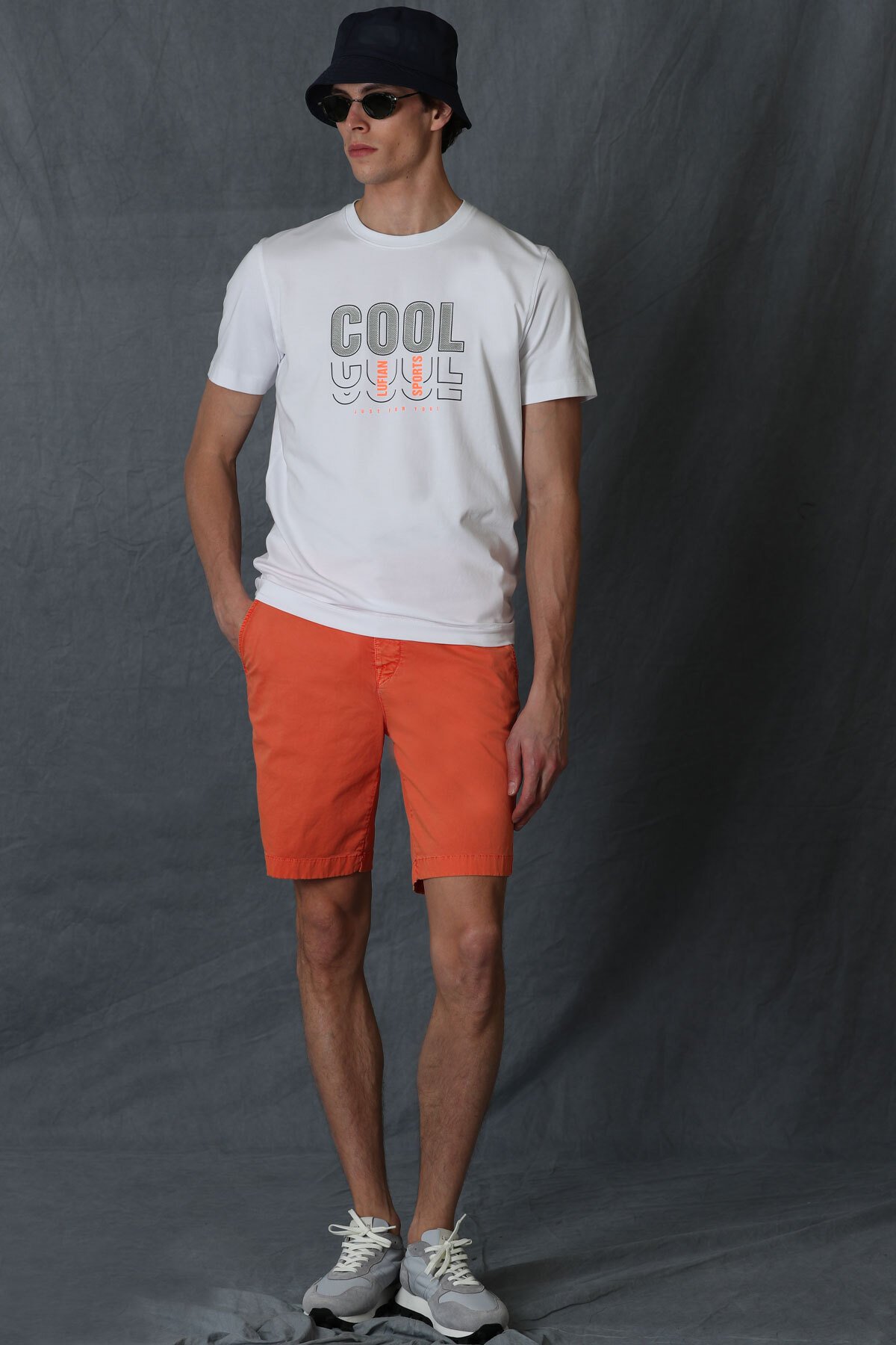 Zegler Sports Men's Chino Shorts Slim Fit Orange - LUFIAN