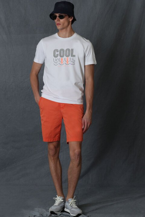 Zegler Sports Men's Chino Shorts Slim Fit Orange - LUFIAN