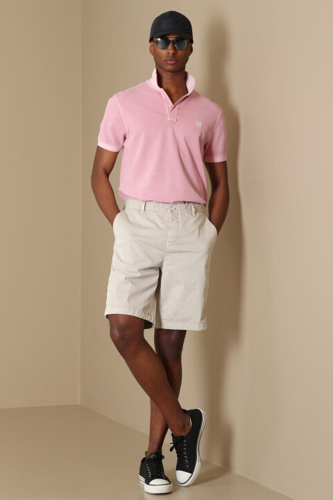 Zegler Sports Mens Chino Shorts Slım Fıt Beıge - Lufian