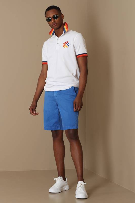 Zegler Sports Mens Chino Shorts Slım Fıt Sax - 3