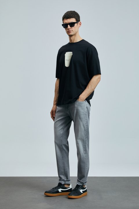 Zeno Smart Jeans Men's Trousers Slim Fit Anthracite - LUFIAN