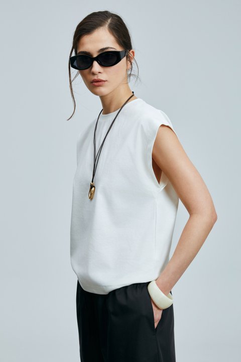 Erote Kadın Pamuklu T- Shırt Kırık Beyaz - Lufian