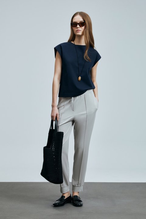 Erote Kadın Pamuklu T- Shırt Lacivert - Lufian (1)