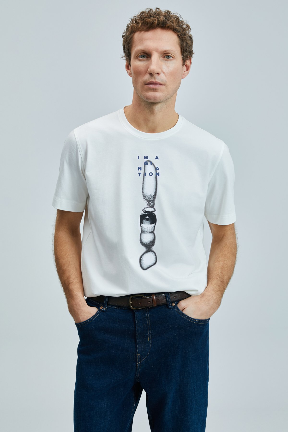 Eye Modern Grafik T- Shirt Beyaz - Lufian