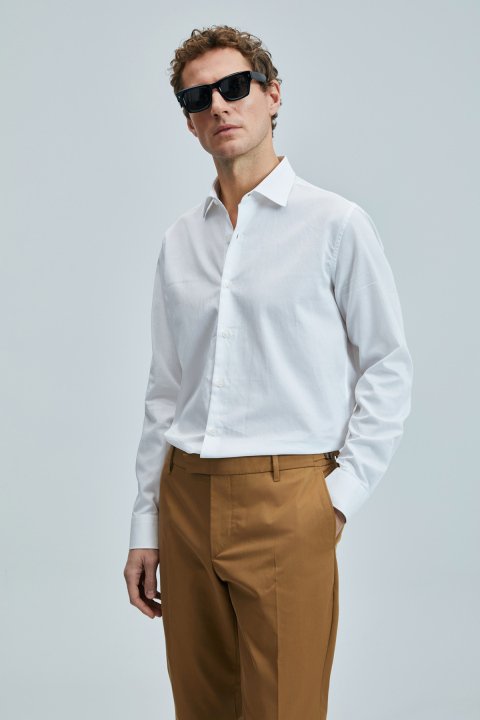 Farla Men's Basic Shirt Regular Fit White - Lufian