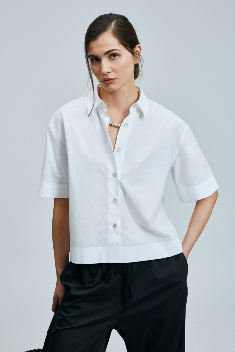 Fama Kadın Pamuklu Gömlek Ekru - Lufian