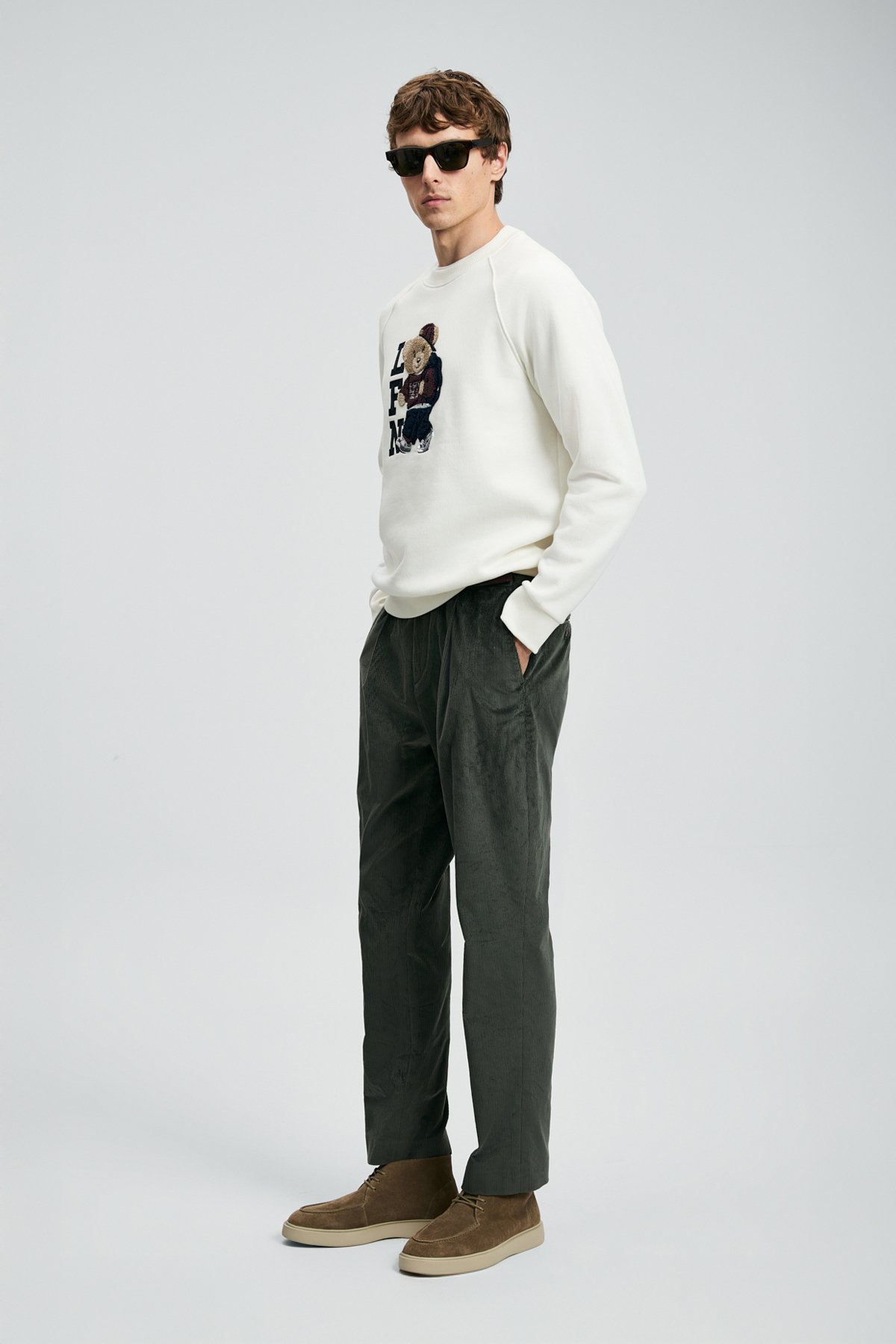 Federıc Kadife Erkek Chino Pantolon Comfort Fit Haki - Lufian (1)