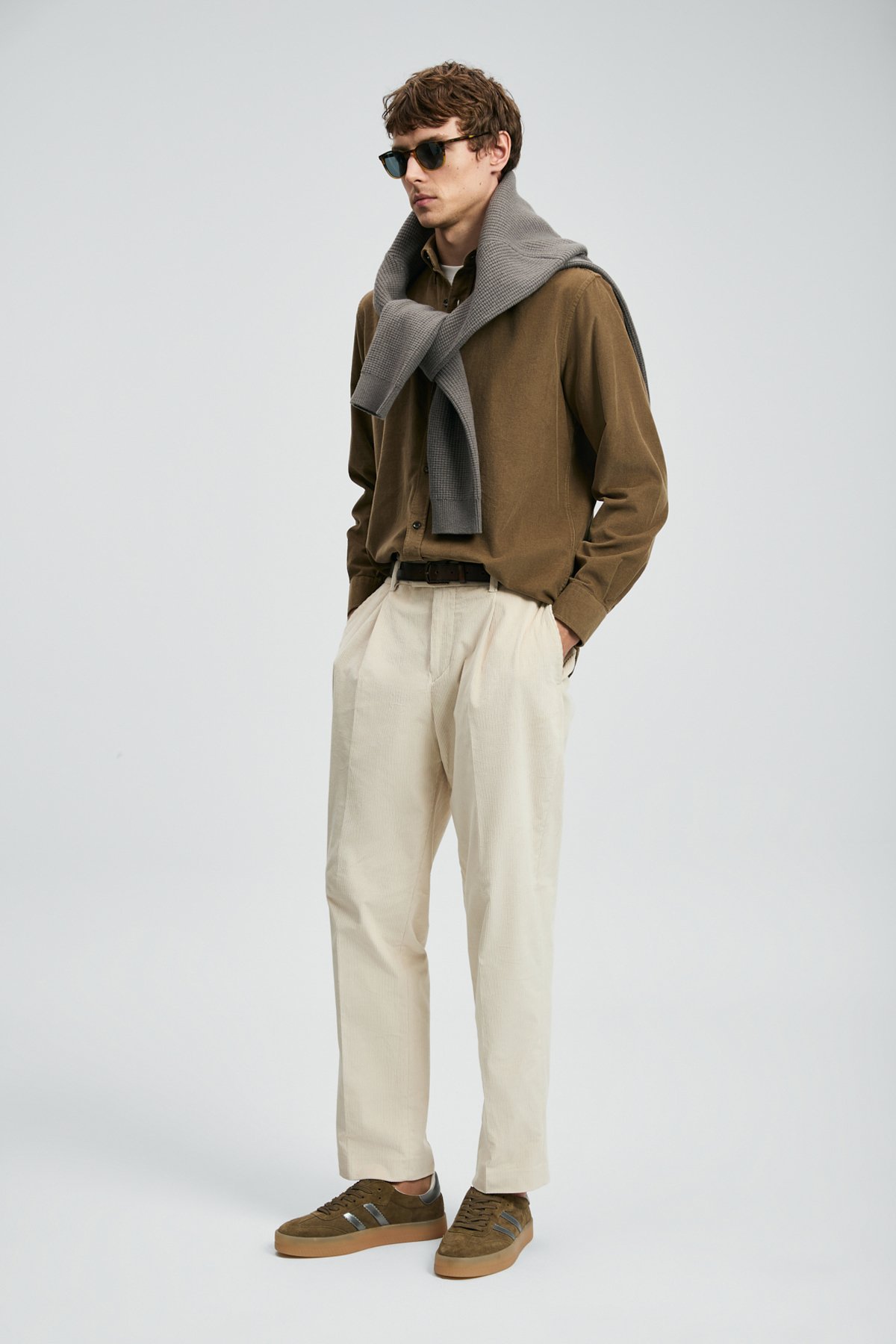 Federıc Kadife Erkek Chino Pantolon Comfort Fit Taş - Lufian (1)