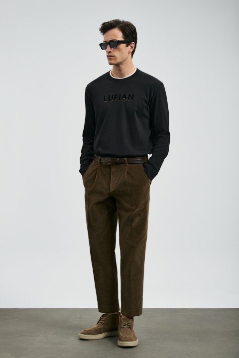Federıc Velvet Men's Chino Pants Comfort Fit Camel Hair - Lufian