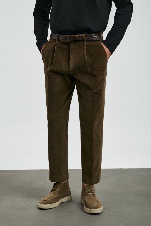 Federıc Velvet Men's Chino Pants Comfort Fit Camel Hair - Lufian (1)