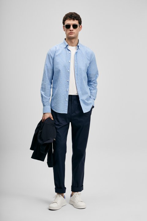 Federico Men's Basic Shirt Regular Fit Blue - Lufian