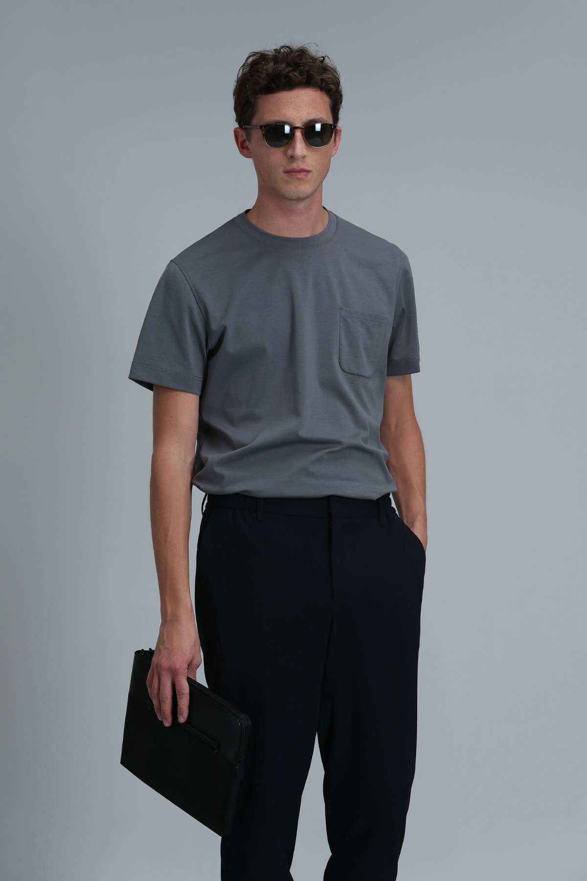 Felıx Modern Grafik T- Shirt Gri - Lufian