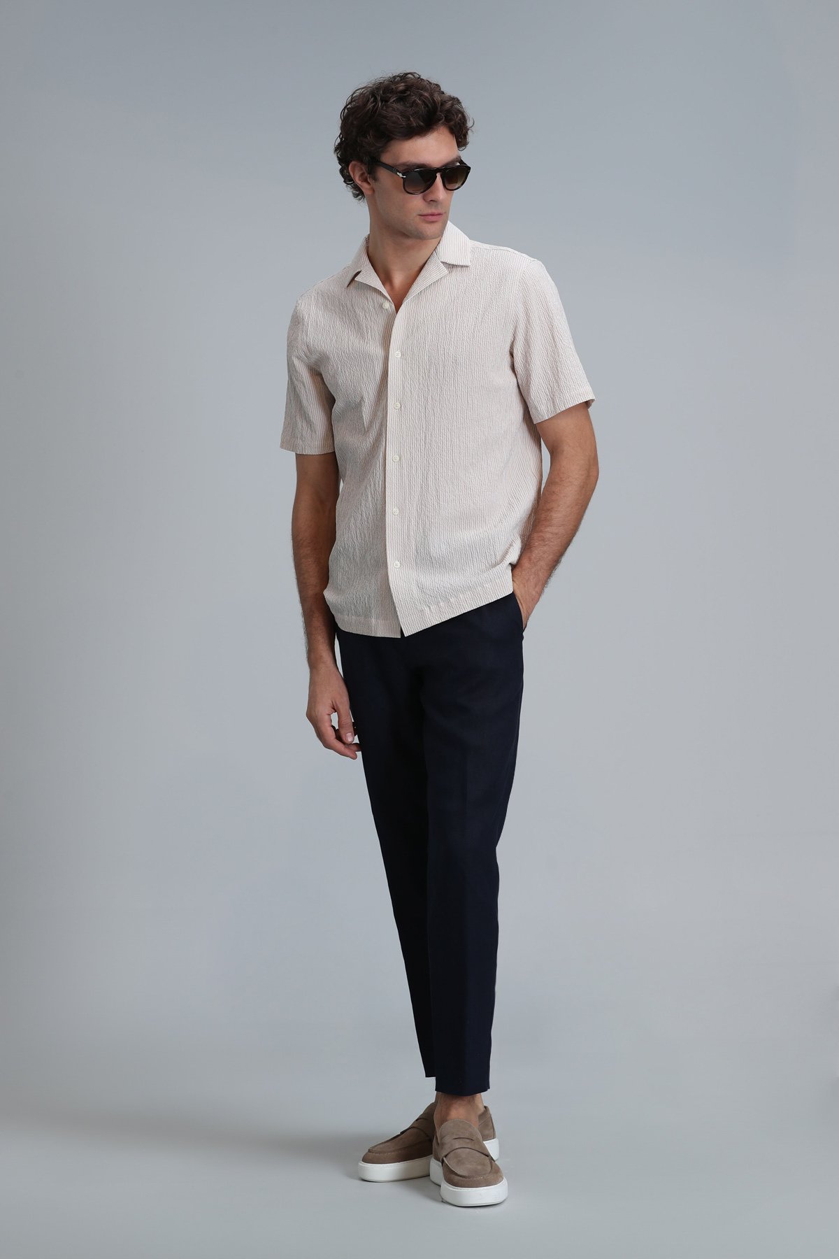 Femer Erkek Basic Gömlek Regular Fit Bej - Lufian (1)