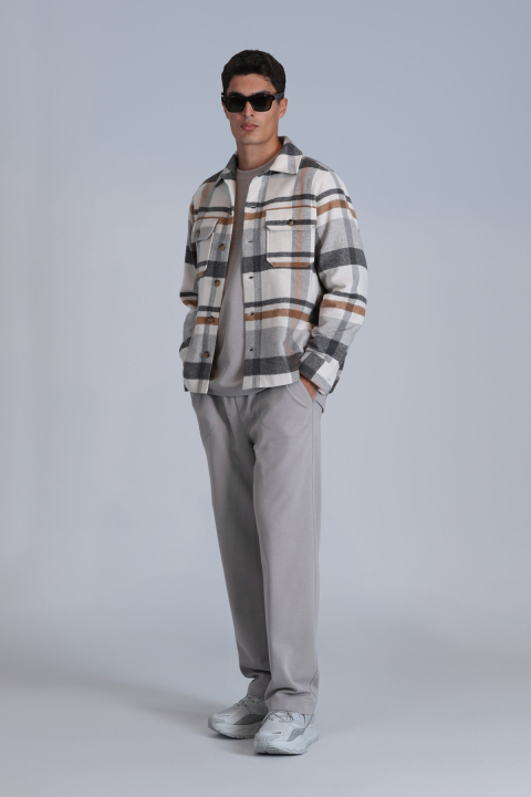 Fera Erkek Basic Gömlek Slim Fit Gri - Lufian (1)