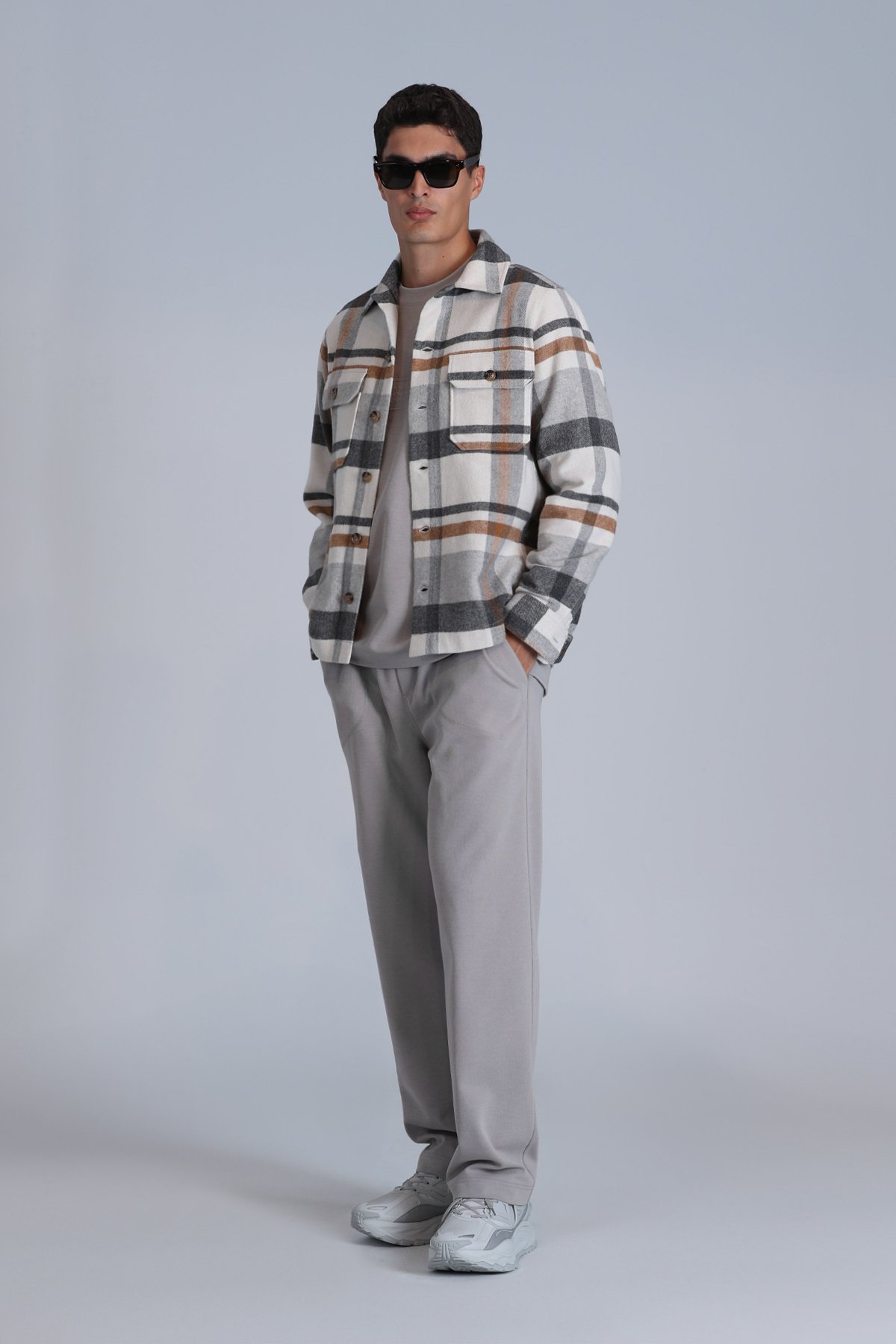 Fera Erkek Basic Gömlek Slim Fit Gri - Lufian (1)