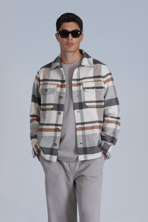 Fera Men's Basic Shirt Slim Fit Grey - LUFIAN