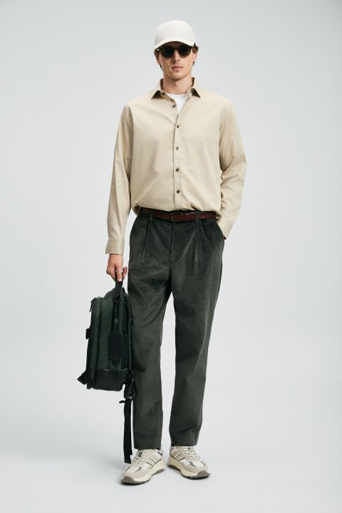 Danıel Men Basic Shirt Regular Fıt Beıge - Lufian (1)