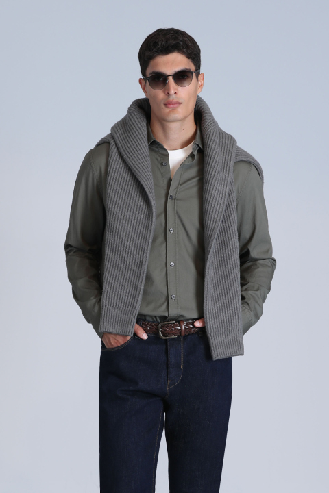 Ferla Erkek Basic Gömlek Slim Fit Açık Yeşil - Lufian