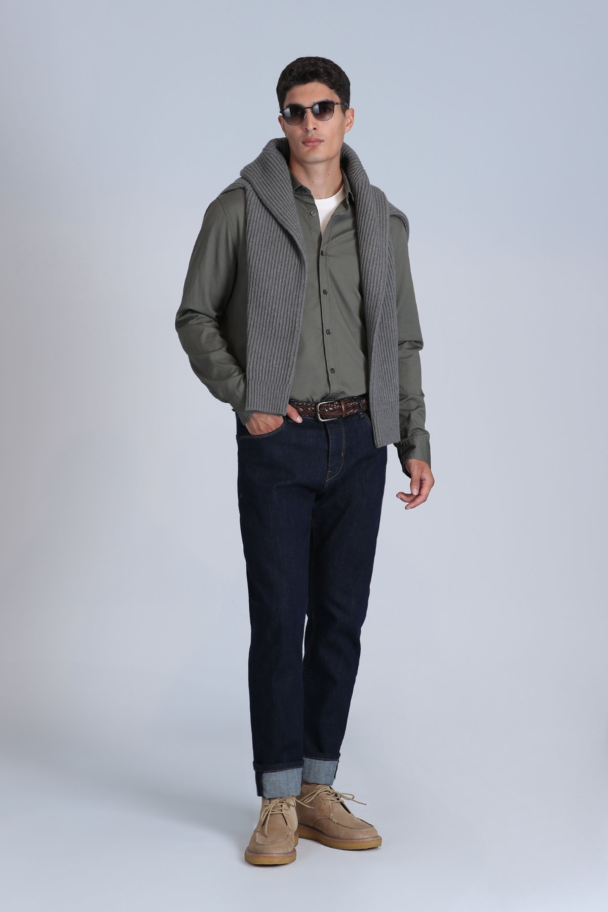 Ferla Erkek Basic Gömlek Slim Fit Açık Yeşil - Lufian (1)