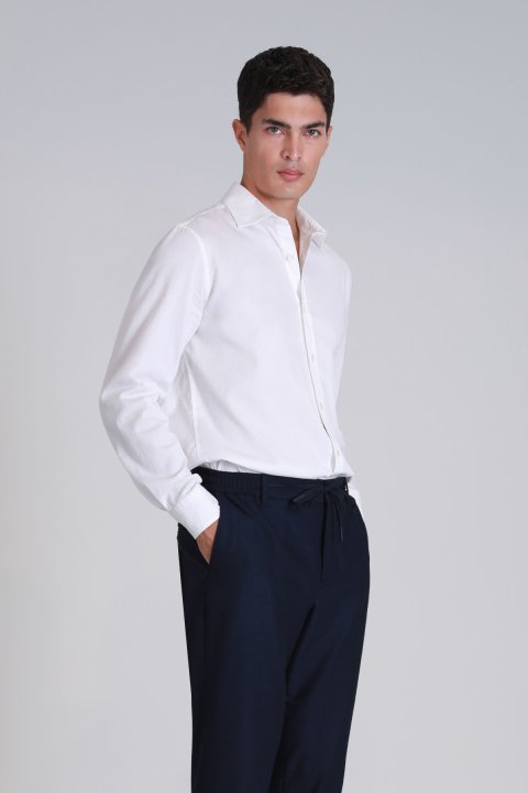 Ferla Erkek Basic Gömlek Slim Fit Beyaz - LUFIAN