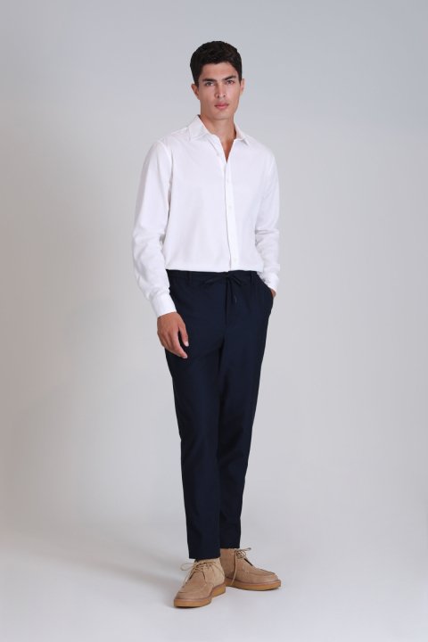 Ferla Erkek Basic Gömlek Slim Fit Beyaz - LUFIAN (1)