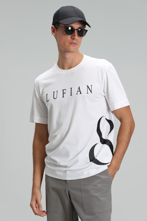 Fınn Modern Grafik T- Shirt Beyaz - Lufian