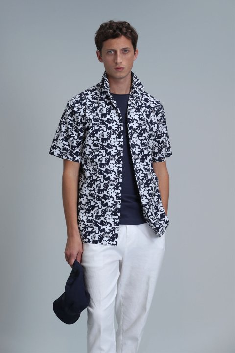 Flow Men Basic Shirt Regular Fıt Navy - Lufian
