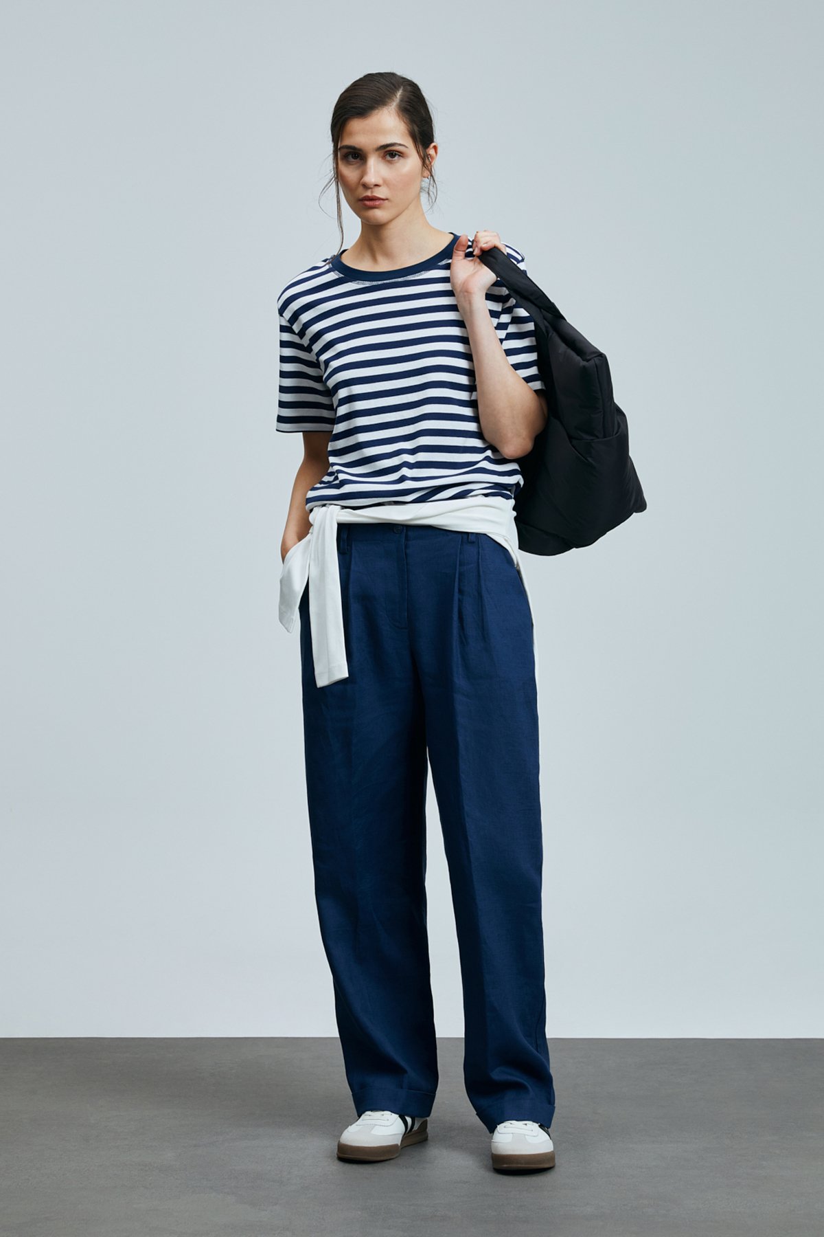 Fobos Kadın Pamuklu T- Shırt Lacivert - Lufian (1)